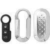 Lage Kit Guscio Chiave Argento + Pad 3 Tasti per Fiat Lancia - Cover Argentata a Specchio con Tastierino Pulsanti in Silicone compatibile con 500 Punto Bravo Panda 500L Y Ypsilon Musa Delta