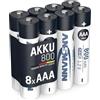 ANSMANN 8x Batterie ricaricabili mini stilo AAA - 800 mAh 1,2 V NiMH - Pila a ricarica veloce - fino a 1000 cicli di ricarica eco-friendly
