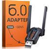 ZEXMTE Adattatore Bluetooth 6.0 per PC, ricevitore trasmettitore Bluetooth Plug & Play a doppia antenna, lungo raggio di 200 m, chip Realtek RTL616, EDR e BLE, senza driver per Windows 11/10/8, nero