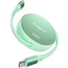 Fasgear Cavo USB C 240W, 1m Retrattile 5A di Ricarica Rapida Tipo C per Caricabatterie 100W, Compatibile con iPhone 15, Fotocamera, Samsung Tab S9 Ultra (Verde)