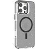 N NEWTOP Cover CV43 Compatibile Apple iPhone 16 Pro, Custodia Case Glitter Scintillio Brillantini TPU Hard Trasparente Ricarica Wireless Proteggi Vetro Fotocamera Stand Supporto Tavolo (Nero)