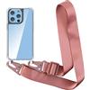 2NSPDRGNI Cover con Collana Compatibile con iPhone 13 Pro Max 6.7,Trasparente Case con Laccio per Il Collo Custodia con Cordino,Rose Gold