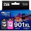 GPC Image 901 901XL Cartucce d'inchiostro compatibili per HP 901xl per HP Officejet 4500 J4580 J4680 J4524 J4535 J4540 J4550 J4585 J4624 J4660 J4680c J4860 G5111 0. G510a G510g G510n (nero, colore)