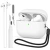 BEAUDOM Custodia in silicone Airpods Pro 2 per Airpods Pro 2 [supporto USB-C] [ricarica wireless] con penna di pulizia Airpods e fascia di supporto per Airpods Pro 2a generazione (bianco)
