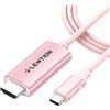 LENTION Cavo USB C HDMI 4K@60Hz Cavo Type C HDMI Compatible con Thunderbolt 4 3 MacBook Pro 2023 MacBook Air iPad Pro 2022 iMac 2021 iPhone 15 Plus Pro Max Surface Pro (CU707-1.8M, Oro Rosa)