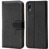 Verco custodia per Wiko View 3 Lite, Case per Wiko View 3 Lite Cover PU Pelle Portafoglio Protettiva, Nero