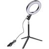 Shanrya USB LED con treppiede da Tavolo + Selfie Stick Selfie Ring Light, 6 Pollici LED Ring Light, Fill Light per Trucco Video Foto Fotografia Live Stream