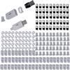 RUNCCI-YUN 50 pezzi Micro USB Tipo B Femmina 180 Degree davanti 5pin/dietro 4pin SMD SMT di saldatura Jack+copertura alloggiamento Bianco per telefono cellulare, tablet e cavo USB & Flash Disk