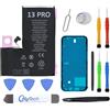 OnlyTech Batteria di ricambio premium per iPhone 13 Pro - 3095 mAh, identico all'originale, kit 12 strumenti professionali e adesivo schermo inclusi