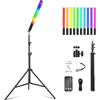 uyled 1 lampada video LED RGB per fotografia, luce a colori 2500 K-6500 K CRI95+, luminosità regolabile da 0 a 100%, con display LCD, treppiede da 0,75 m a 2,08 m e telecomando