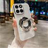 YANJIEER ESONG Trasparente Cover per Motorola Edge 60 Fusion, Ultra Sottile Brilla Donne Case con Anello Ring Supporto Magnetica, Custodia Antiurto Silicone Bumper Cavalletto Shell Bianco