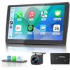 Haudio Autoradio 2 Din con Apple CarPlay e Android Auto, Schermo da 9 Pollici con Telecamera di Retromarcia HD, Navigazione Bluetooth,Controllo Vocale,Mirror Link, FM/AM/AUX per Tutti i Veicoli 2+64GB