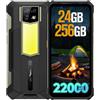 Ulefone Armor 24 Rugged Smartphone 24GB+256GB Android 14 Telefono Indistruttibile Batteria 2.2000mAh FHD+ 6.78 64MP+64MP Fotocamera visione notturna Dual SIM IP68 Impermeabile Cellulare Antiurto Nero