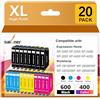 SAILNER Cartucce d'inchiostro compatibili con Epson 604XL compatibili per cartucce Epson XP-2200 XP-2205 XP-3200 XP-4200 XP-3205 XP-4205 Workforce WF-2910 WF-2930 WF-2950 (Confezione da 20)