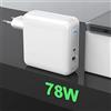 ROCKETEK Caricabatterie USB C da 78W,Alimentatore tipo C+connessioni di ricarica rapida Stazione di ricarica a muro, batteria di alimentazione per Mac Book Pro/Air, HP/Dell/Huawei/XiaoMi/Pad Pro/Samsung Galaxy