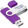 BORLTER CLAMP 128GB Chiavetta USB, 2 in 1 Pen Drive (Micro USB e USB 2.0) Memoria Flash, OTG USB Flash Drive Girevole per Android Smartphone/Tablet/Computer (Porpora)