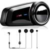 QSPORTPEAK M2 Interfono Moto Con Radio Fm, Bluetooth 5.0 auricolare per casco supporta 6 persone che parlano allo stesso tempo entro 1000 metri CVC/CSR/Sistema di Comunicazione Universale per Moto Da Cross