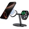 Ewa Supporto per Caricabatterie Wireless 2 in 1 Compatibile con Caricabatterie MagSafe e Apple Watch, Compatibile con iPhone Serie 12 e Apple Watch Series - Argento (Non Includere il Caricabatterie)