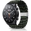 MiRowy 22mm Nylon Cinturino per iaomi Watch S5 46mm/S4/S4 Sport/S3/S1 Pro/2/2 Pro/S1/S1 Active, Intrecciato Cinturino per Redmi Watch 5 Active/5 Lite - Nero/Verde