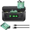 CITYORK 3-slot caricatore e 3PCS 2400mAh batteria compatibile Gopro13 Hero, ricambio batteria per Gopro13 Hero caricatore kit accessori con con display LCD e cavo USB