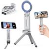 Moxtouz Treppiede magnetico per iPhone 17 Air 16 Pro Max Plus 16e 15 14 13 12, supporto magnetico per cellulare in alluminio, pieghevole, supporto per treppiede Magsafe Tripod Mini Selfie Stick Treppiede e