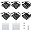VISSQH 6 supporti per batterie AA con spina CC, 4 x 1,5 V AA porta batterie in plastica con 2 pezzi scatola portaoggetti in plastica (nero)