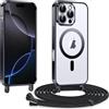 Kokio Cover Magnetica per iPhone 16 Pro Max 6,9 Pollici Case avec Cordino, Compatibile con MagSafe, Trasparente Morbido Custodia Paraurti Antiurto, Resistente all'us, Antigraffio, Nero