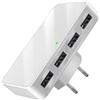 VPSUN Caricatore USB piatto da 25 W, 4 porte, adattatore di ricarica multiplo, blocco di ricarica compatto da viaggio con 4 caricabatterie rapido USB-A, spina UK/US per iPhone, Samsung, iPad, AirPods