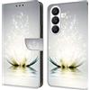 CLM-Tech Custodia compatibile con Samsung Galaxy S26 - PU Pelle Cover - Portafoglio con Funzione Supporto e Slots - Case Lampada Lotus