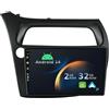 YUNTX Android 14 2 Din Radio con navigazione per Honda Civic (2006-2011): [Integrato CarPlay/Android Auto/DSP/GPS]-IPS 2.5D 9" Touch screen-DAB/Bluetooth 5.0/WiFi/Controllo del volante/USB