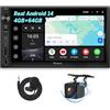 Eonon Autoradio Android 14 da 7 pollici, doppio DIN, sistema di navigazione GPS da 4+64GB, CarPlay, Android Auto, mirroring dello schermo Bluetooth touchscreen WiFi DSP USB telecamera posteriore UX7A