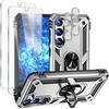 NALIA Custodia Robusta per Samsung Galaxy S23 Plus - Anello 360° & Compatibile Supporto Magnetico - RINGDEFEND (Cover Militare) - Marchio Tedesco, Colore:Argento