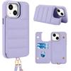 FALUWONRU Compatibile per iPhone 13 Cover con cordino iPhone 14 Custodia a Portafoglio porta carte cover custodia magnetica in pelle rimovibile custodia a libro portacellulare da collo donna,Viola