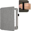 kwmobile Flip-Cover Compatibile con Kobo Aura H2O Edition 2 - Full-case Anti-graffio con Porta-carte Fascia Prensile - Tessuto grigio chiaro