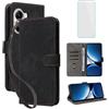 IUQXU Cover per Xiaomi Poco X7 Pro 5G Libro con Pellicola Vetro Temperato [Blocco RFID] Antiurto Supporto Custodia in Pelle Portafoglio per Xiaomi Poco X 7 Pro X7Pro PocoX7Pro Nero