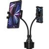 Oilcan Supporto Tablet Doppio Portabicchieri per Auto, Porta Tablet Auto Tazza a Collo Oca [Super Stable] per iPad Mini Air Pro, iPhone, Samsung Tab, Lenovo, Huawei, Fire (4-12,9 pollici)