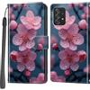 Haninsuze Cover per Samsung Galaxy A53 5G, Custodia Interno TPU Antiurto Portafoglio con Disegni [schede Fessura] [Supporto Stand] Cover Libro in PU Pelle (Fiore di pesco)