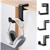 kwmobile Porta Cuffie Scrivania - Supporto Cuffie Gaming - Portacuffie Scrivania per Headset/Overear headphone per Casa e Ufficio - Accessori Gaming con Rotazione a 360° - nero