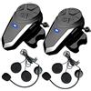 QSPORTPEAK BT-S3 Interfono Moto Bluetooth Coppia con Auricolari, Sistema di Comunicazione in Tempo Reale, Vivavoce, Radio FM, Impermeabile per Casco Moto (Doppia)
