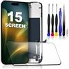 PartageFix Schermo per iPhone 15 - Kit di Ricambio per Schermo LCD FHD da 6,1 + digitalizzatore Touch + Cornice - Compatibile con i Modelli A2846/A3089/A3092/A3090 (True Tone programmabile)