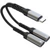 Kmuqshy Splitter USB C 2 in 1, Sdoppiatore USB C Audio e Ricarica, Adattatore USB C Doppio, Maschio a 2 Femmina, Supporto per Chiamate Online, Compatibile con iPhone 16/Pro/Max, Samsung S24/S23, Huawei, iPad