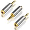 HATMINI Adattatore maschio da 2,5 mm a 3,5 mm femmina Confezione da 3 jack stereo placcato oro Convertitore di connettori completamente in metallo per smartphone, cuffie, microfono, tablet (2.5M)