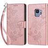 KENHONER Custodia per Samsung Galaxy S9 Cover, Oro rosa Farfalla