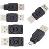 CY - Set di 6 adattatori da Micro USB 2.0 maschio a Mini USB 5 pin femmina e da Mini USB 5 pin maschio a Micro USB femmina, per alimentazione e sincronizzazione dati