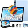 ZIOVO Tablet 10 Pollici Android 13 Tablets,14GB RAM + 128GB ROM(1TB TF),Octa-Core 2.0 GHz,5G WiFi/8000 mAh/8+5MP/BT 5.0/Widgets/Corpo in Metallo,Tablet con Custodia Protettiva - Blu