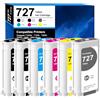 Oritdge 727 Cartucce d'inchiostro 130-ml per hp 727 Cartuccia B3P19A B3P22A B3P21A B3P23A B3P20A B3P24A Sostituzione per HP DesignJet T1530 T2500 T920 T930 T1500 (Nero, Ciano, Magenta, Giallo, Grigio)