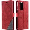 SONWO Cover per OnePlus 9, Flip Caso in PU Pelle Case Cover Portafoglio Custodia per OnePlus 9, [Kickstand] [Slot per Schede], Rosso