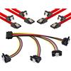 POPPSTAR Set di cavi Sata (spina diritta / 90° angolata) 4x 0,5m Sata 3 cavo dati + 20cm adattatore per cavo di alimentazione Y a 4 vie, per HDD e SSD