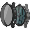 kwmobile 2x Cover Smartwatch Compatibile con Samsung Galaxy Watch 6 44mm Cover - Protezione Privacy in Vetro per Orologio Fitness - trasparente/nero
