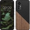 kwmobile Cover Compatibile con Xiaomi 12 Lite 5G - Custodia in Fibra di Carbonio e Legno - Bumper Anti Urto - Back Protection marrone scuro
